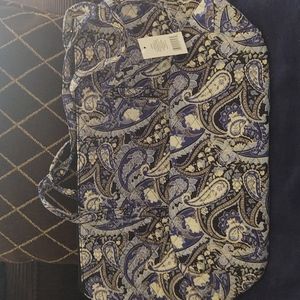 Large blue colored quilted tote